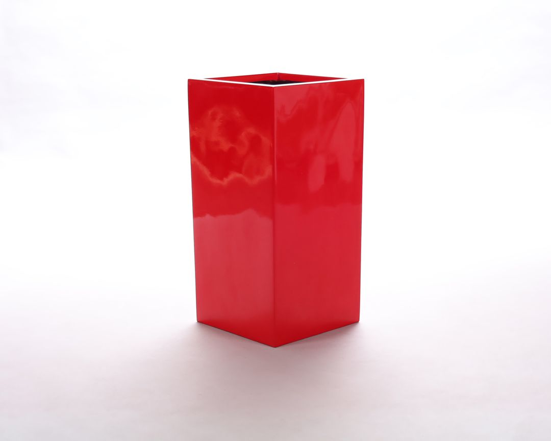 Elegant Einrichten | Pflanzkübel | Fiberglas | säule | 38x38x70cm | hochglanz rot