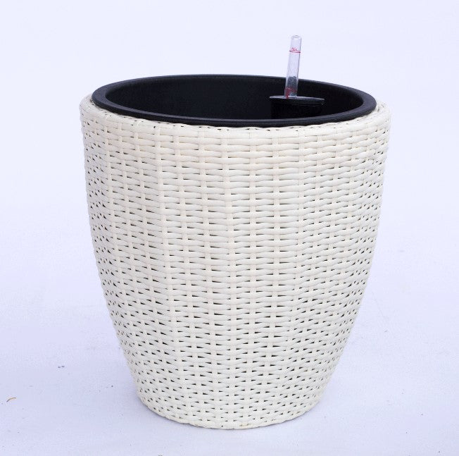 Elegant Einrichten | Pflanzkübel | Polyrattan | rundkonisch | D46xH46cm | creme weiß.
