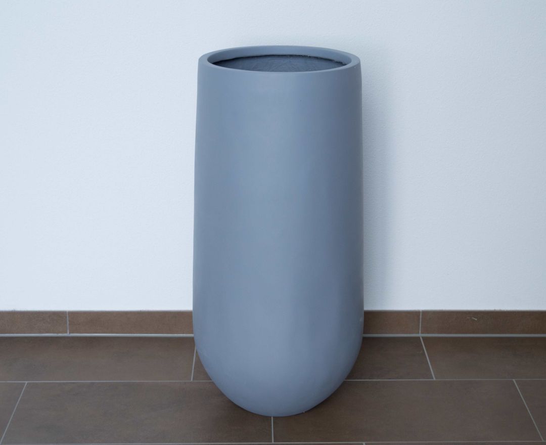 Elegant Einrichten | Pflanzkübel | Fiberglas | rund konisch | D40xH80cm | grau.