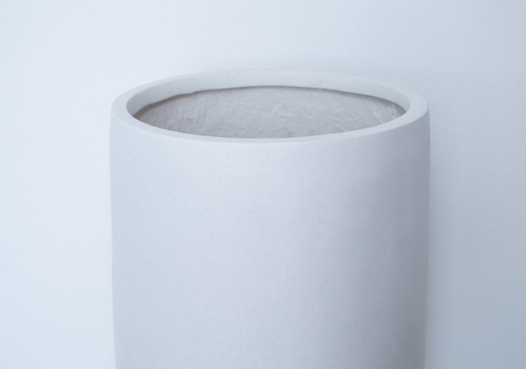 Elegant Einrichten | Pflanzkübel | Fiberglas | rund konisch | D40xH80cm | perlmutt weiß.