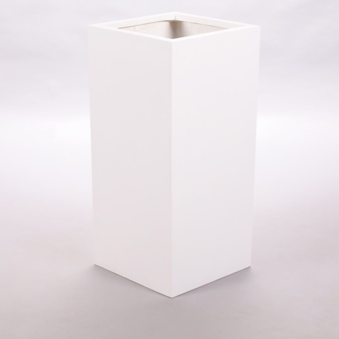 Elegant Einrichten | Pflanzkübel | Fiberglas | säule | 38x38x100cm | perlmuttweiß
