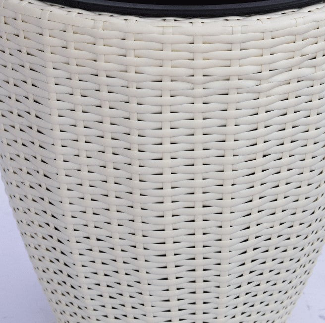 Elegant Einrichten | Pflanzkübel  | Polyrattan | rundkonisch | D37xH37cm | creme weiß.