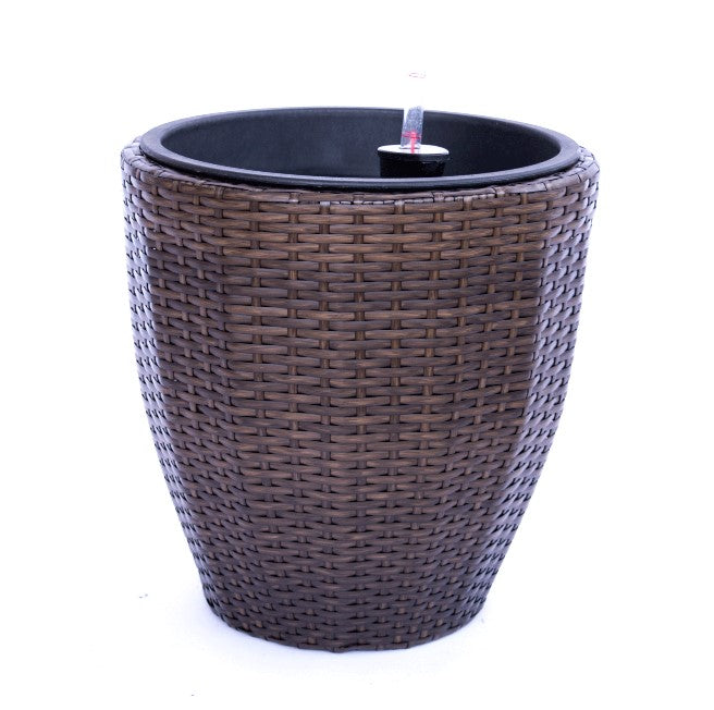 Elegant Einrichten | Pflanzkübel  | Polyrattan | rundkonisch | D37xH37cm | mocca
